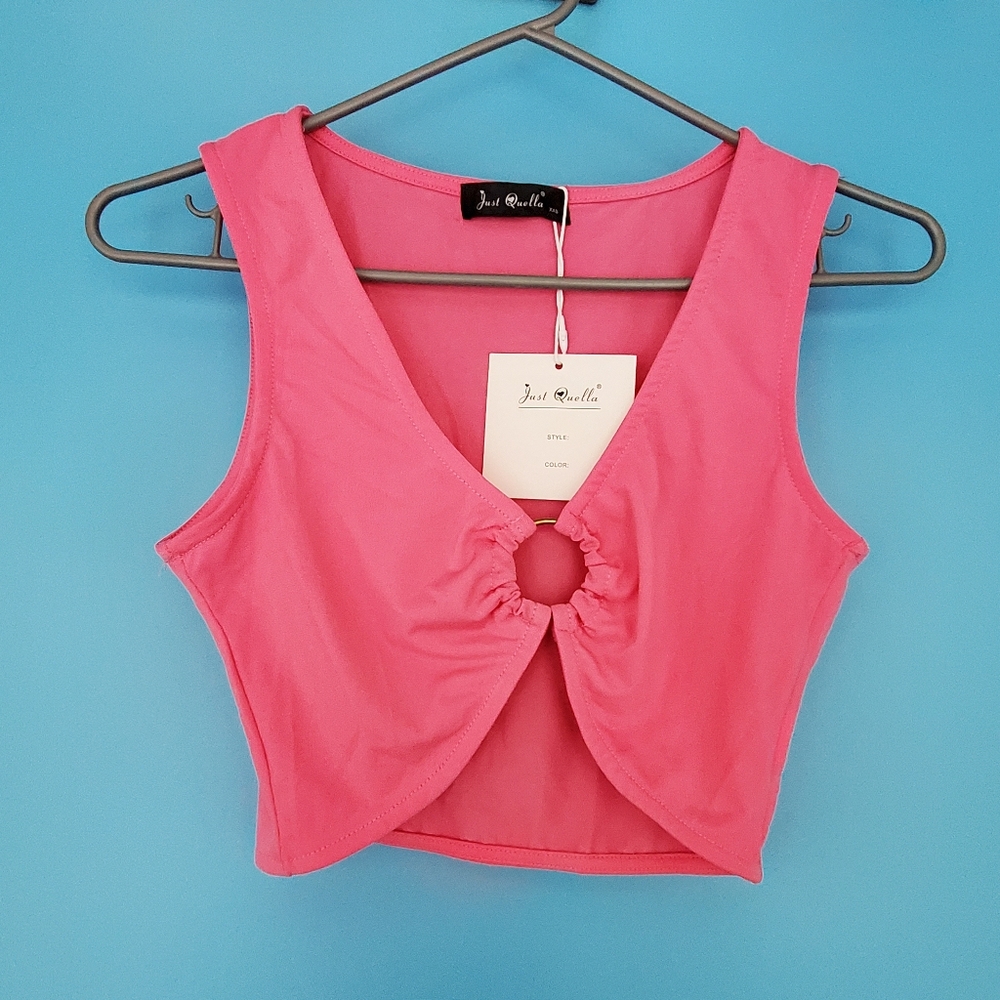 NEW Just Quella Size XXS Pink Crop Top